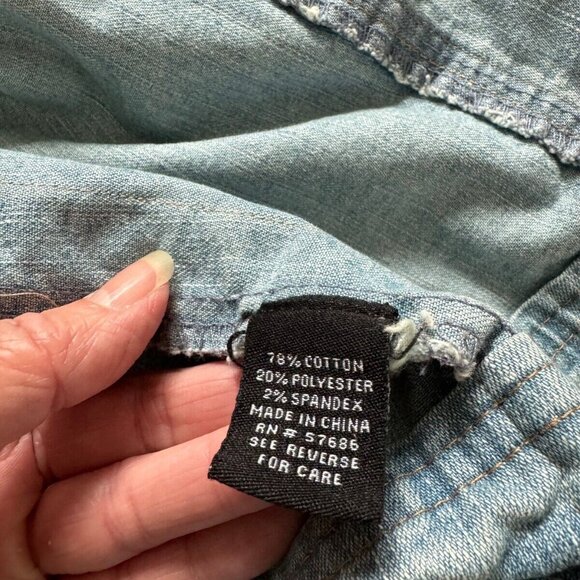 Jeans Vest y2K New Look Ladies Faded Blue Denim Size 1X‎ Stretch Y2K Biker - Picture 7 of 13